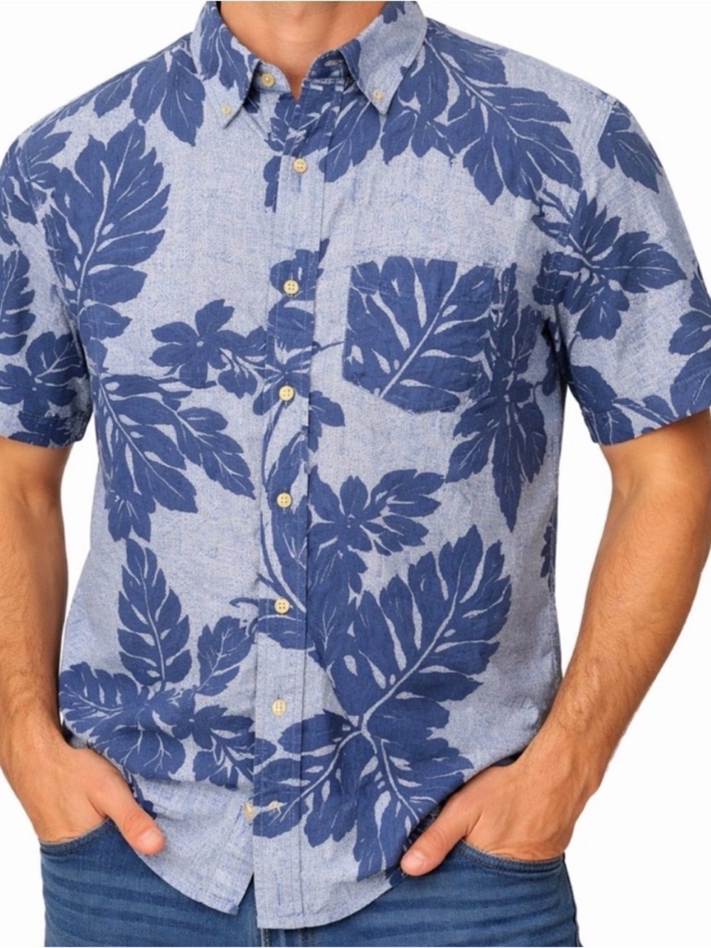Kennington Men’s size M Shirt Blue Floral Short Sleeve Button Down (A222)✨